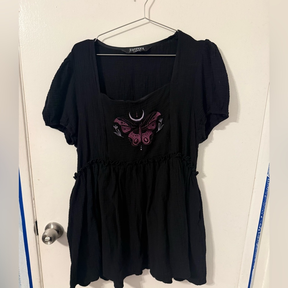 Disturbia Cocoon Butterfly Embroidered Puff Sleeve Mini Dress 14